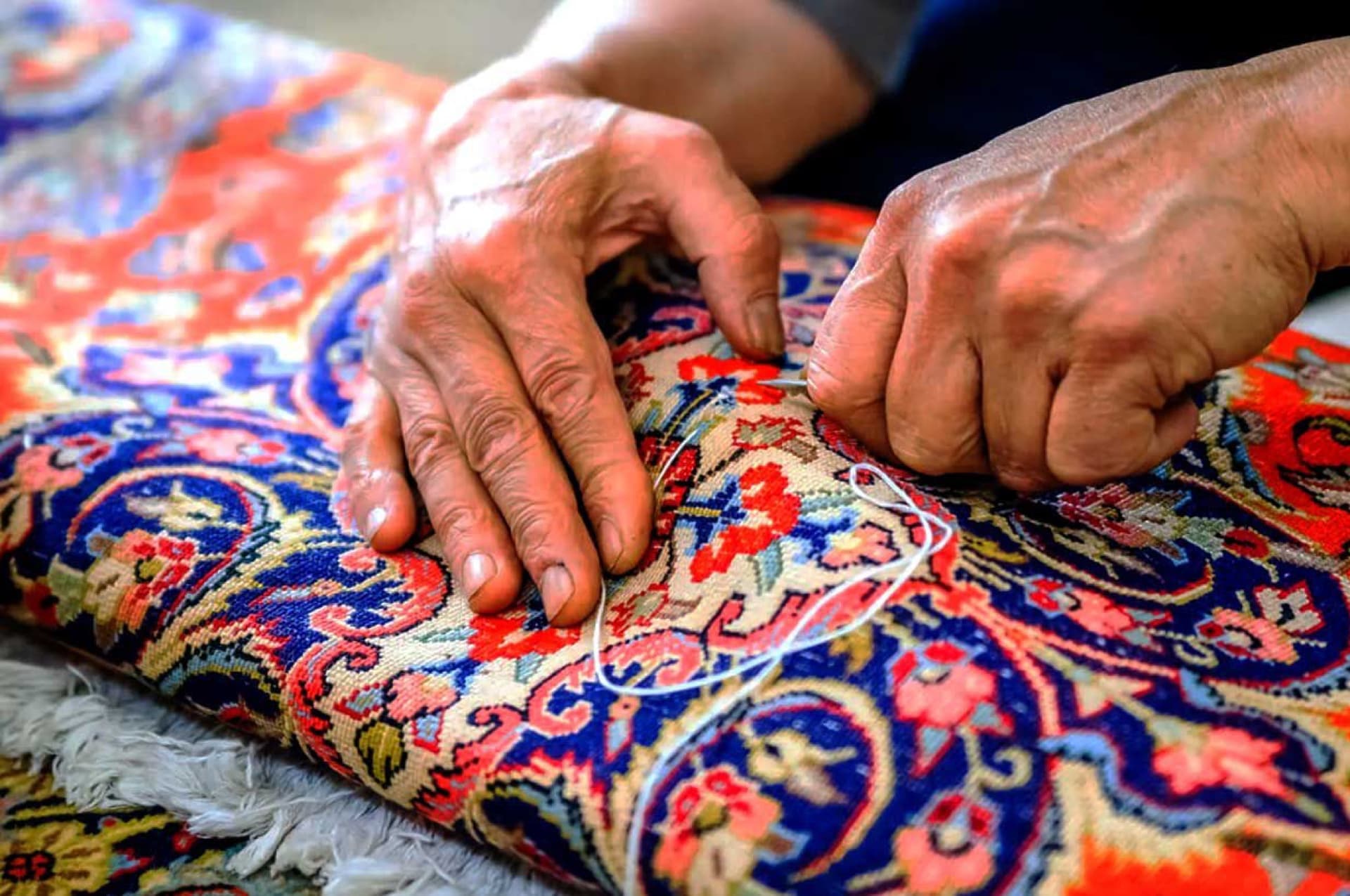 Handwerker bei der Teppichreinigung