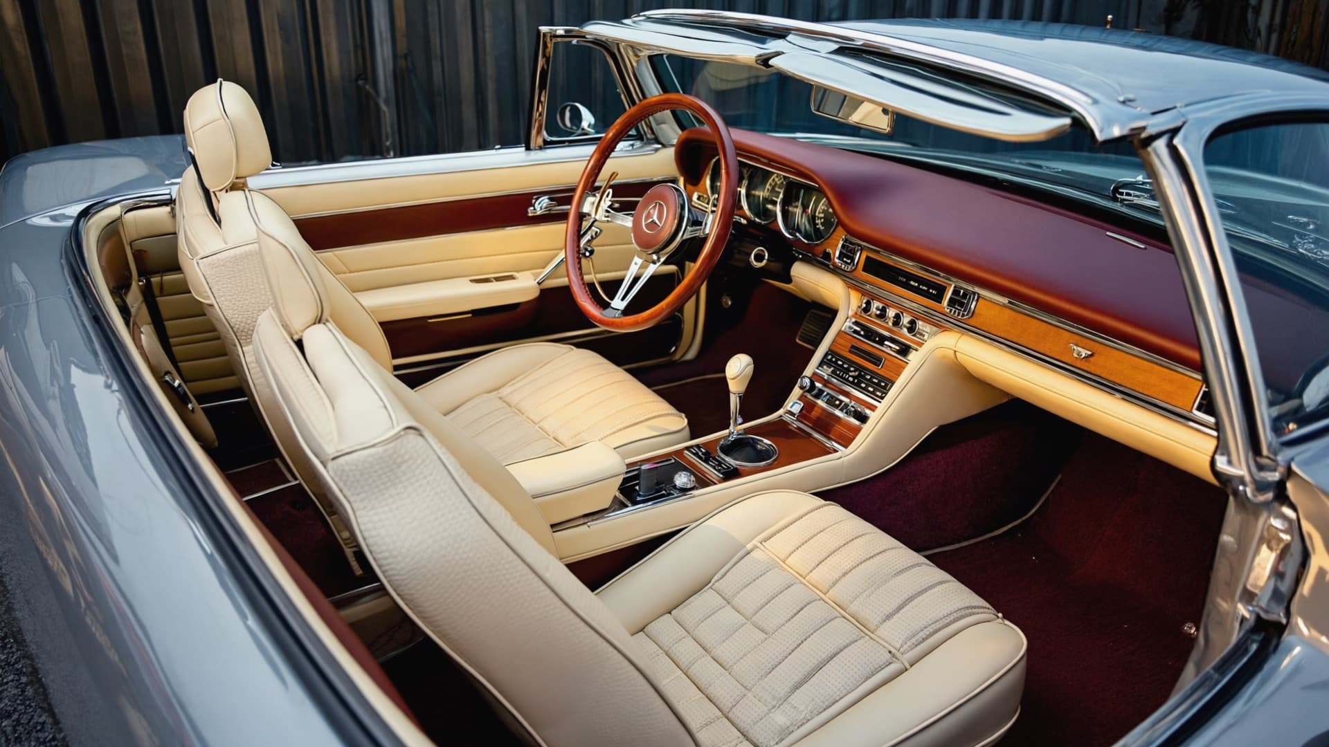 Frisch gepolsterter Oldtimer Innenraum